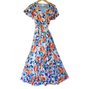 Nicole Miller New York Vibrant Floral Maxi Dress Size Small